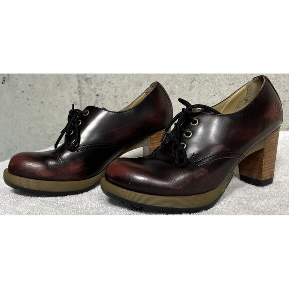 Dr. Martens Shoes - Dr. Doc Martens Danielle Heeled Booties Oxfords Women US 6 Burgundy Red Oxblood